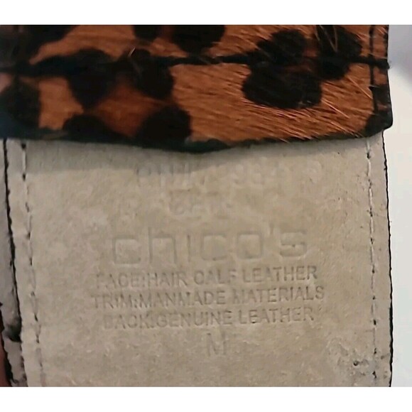 Chico's Womens Stretch Animal Print Genuine Haircalf Black Leather Belt Size M - Picture 5 of 5